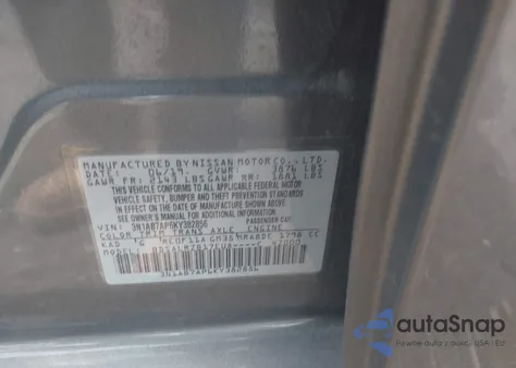 2019 Nissan Sentra Sr z USA, uszkodzony, nr VIN 3N1AB7AP6KY382856